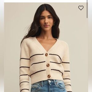 Z Supply Cream and Black Striped Cardigan